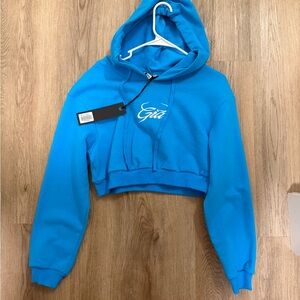 Blue Cropped Hoodie